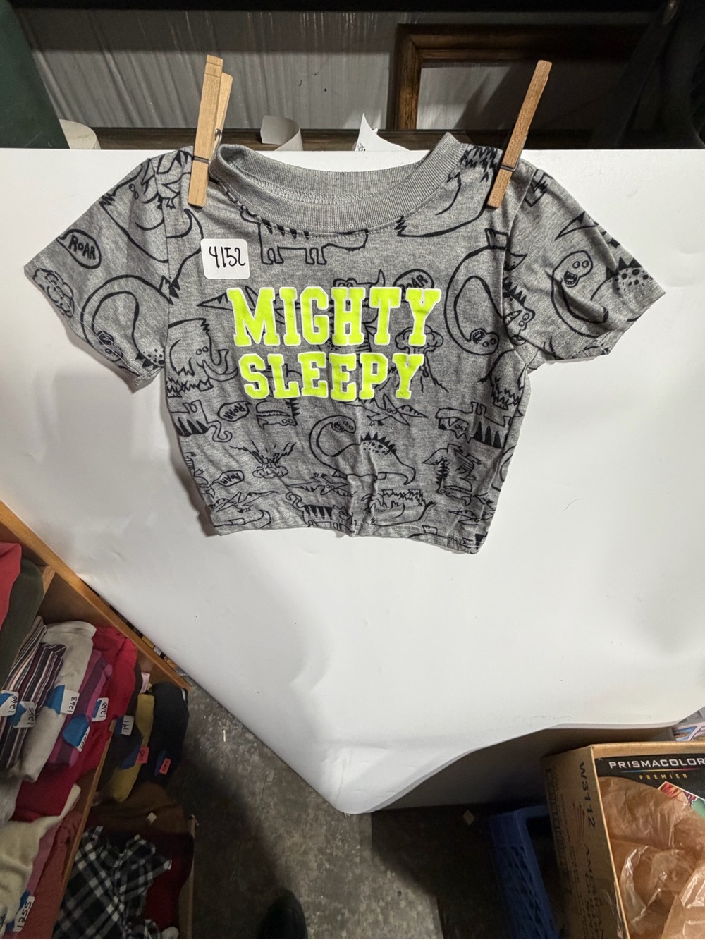 #4152-Mighty Sleepy Grey Graphic Kids Tee